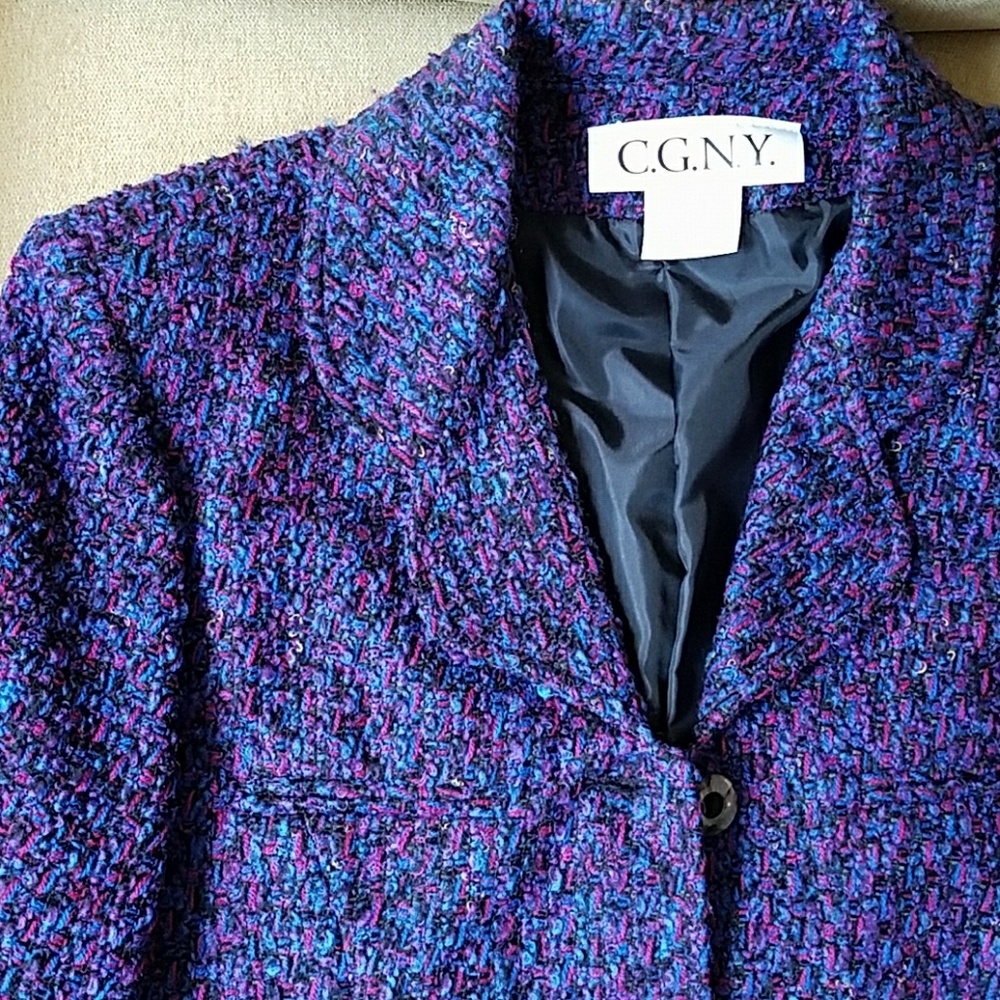 Vintage Purple and Blue Boucle Blazer